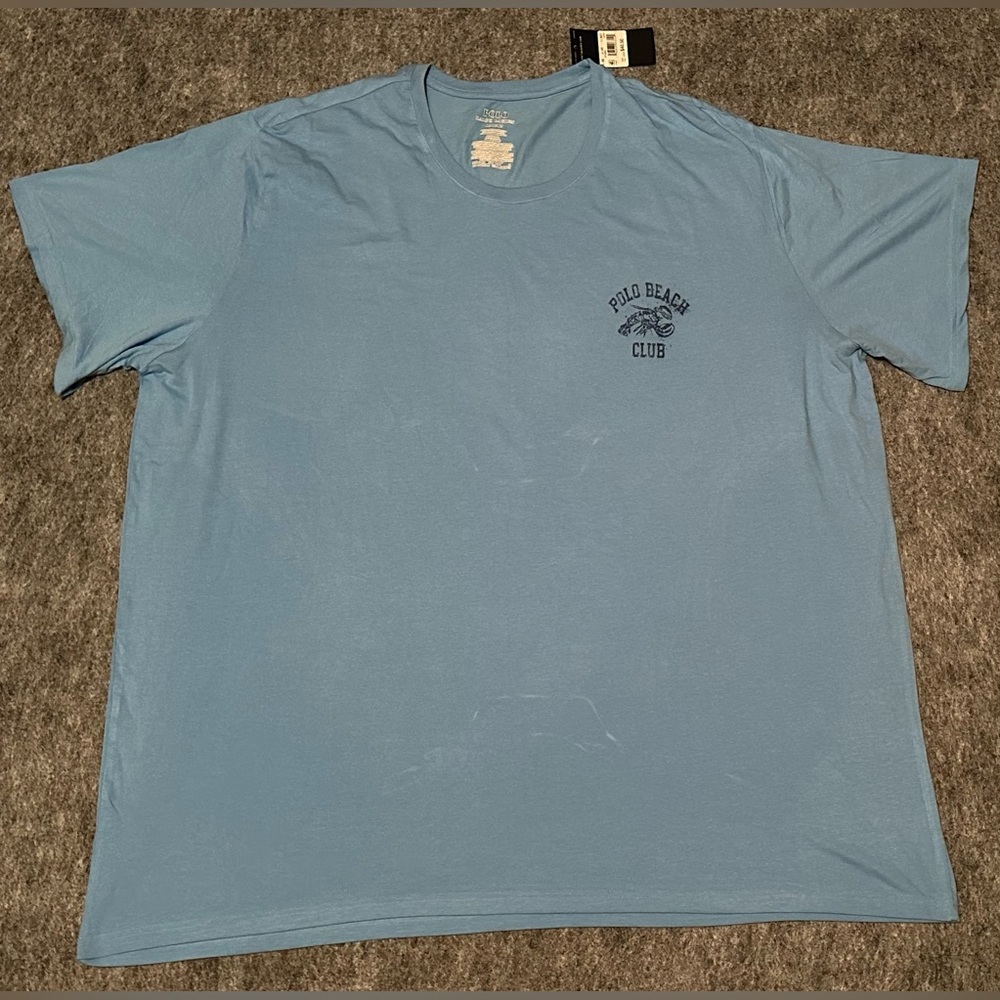 NWT Men’s Polo Ralph Lauren Polo Beach Club Blue Lobster Stretch T-Shirt - 4XL